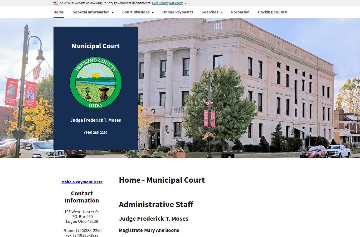 Hocking County court dates and Hocking Municipal Court schedule information