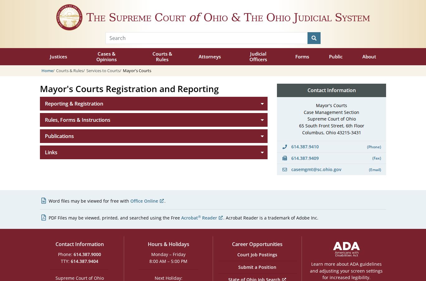 Laurelville court docket mayor's court registration context